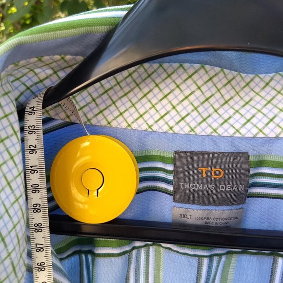 classic timeless blues green white stripe banker's dress shirt - Picture 8 of 9